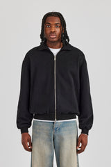 Funnel Neck Jersey Jacket - Black