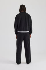 Funnel Neck Jersey Jacket & Straight Leg Trouser - Black