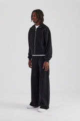 Funnel Neck Jersey Jacket & Straight Leg Trouser - Black