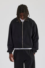 Funnel Neck Jersey Jacket & Straight Leg Trouser - Black