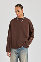 Embroidered Long Sleeve T-Shirt - Chocolate