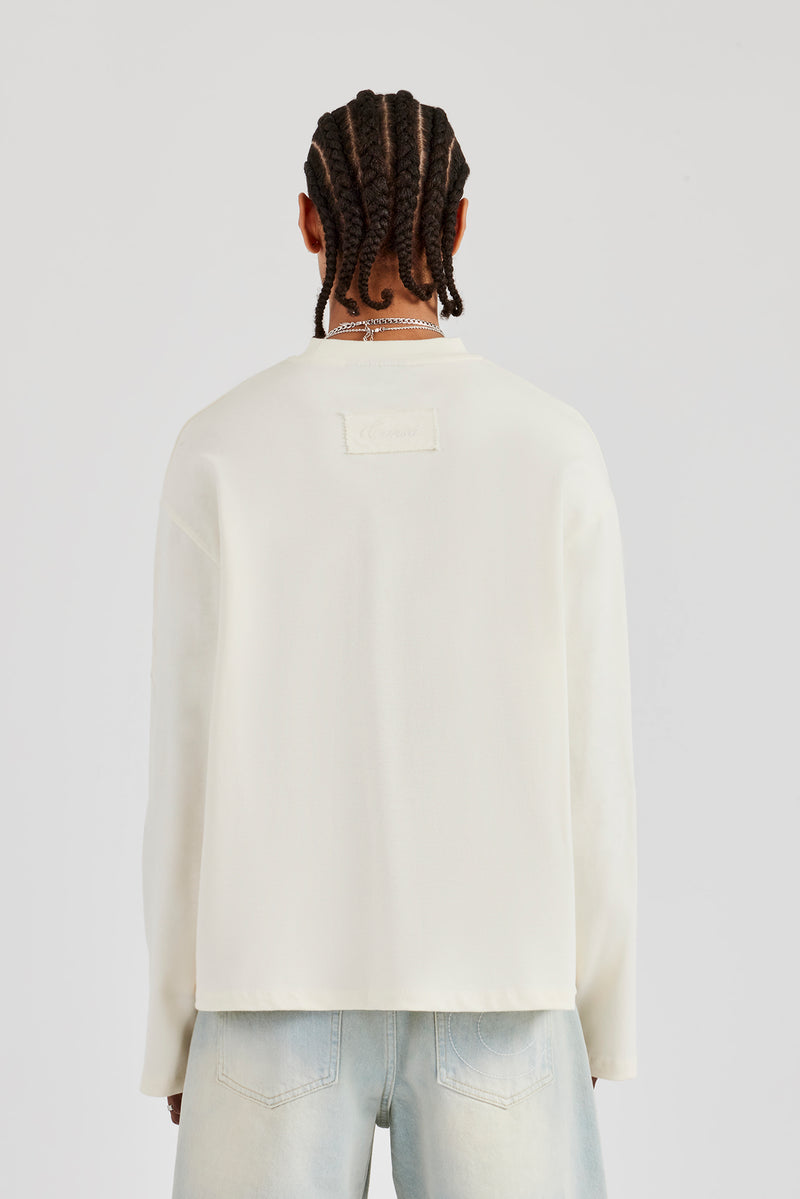 Embroidered Long Sleeve T-Shirt - Off White