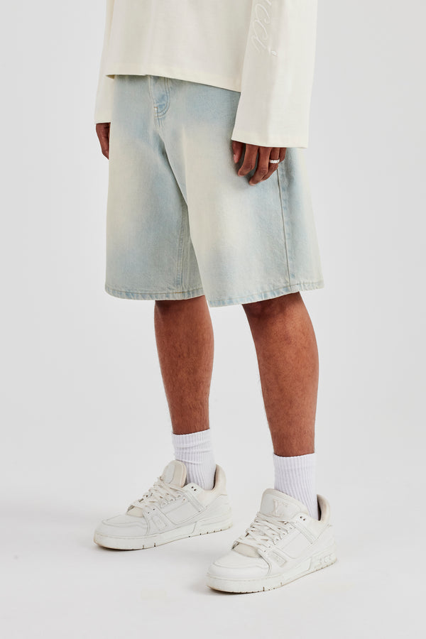 Denim Bermuda Jorts - Bleach Wash