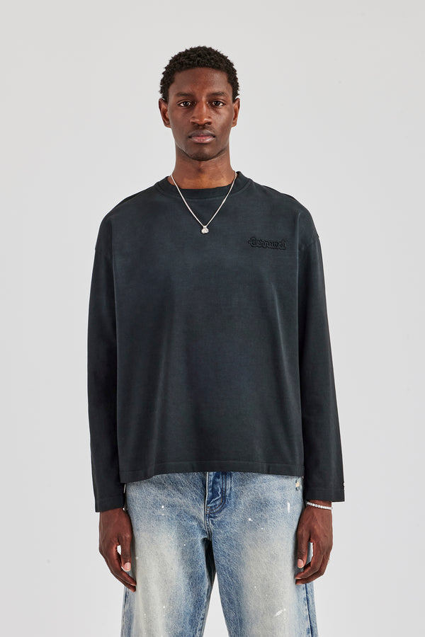 Washed Cernucci Long Sleeve T-Shirt - Black