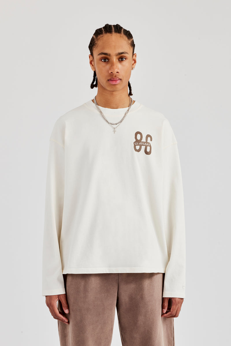 Washed 86 Long Sleeve T-Shirt - Off White