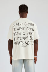 Platinum Back Quote Oversized T-Shirt- Off White