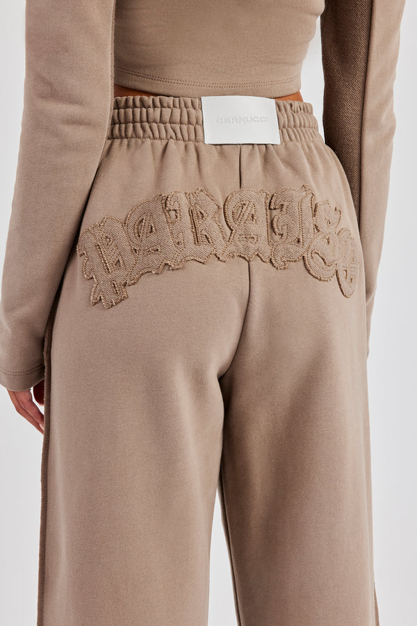 Paraiso Applique Wide Leg Jogger - Taupe