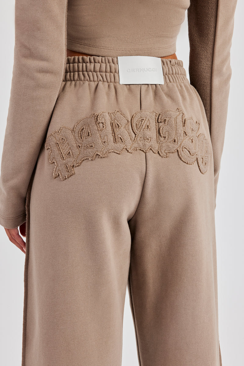 Paraiso Applique Wide Leg Jogger - Taupe