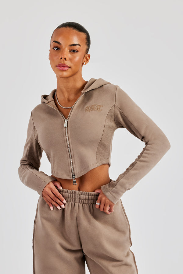 Fitted Reverse Loopback Hoodie - Taupe