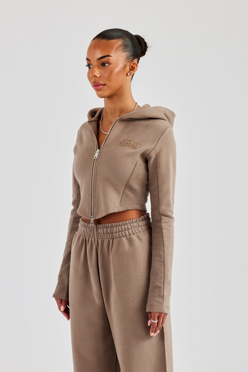 Fitted Reverse Loopback Hoodie - Taupe