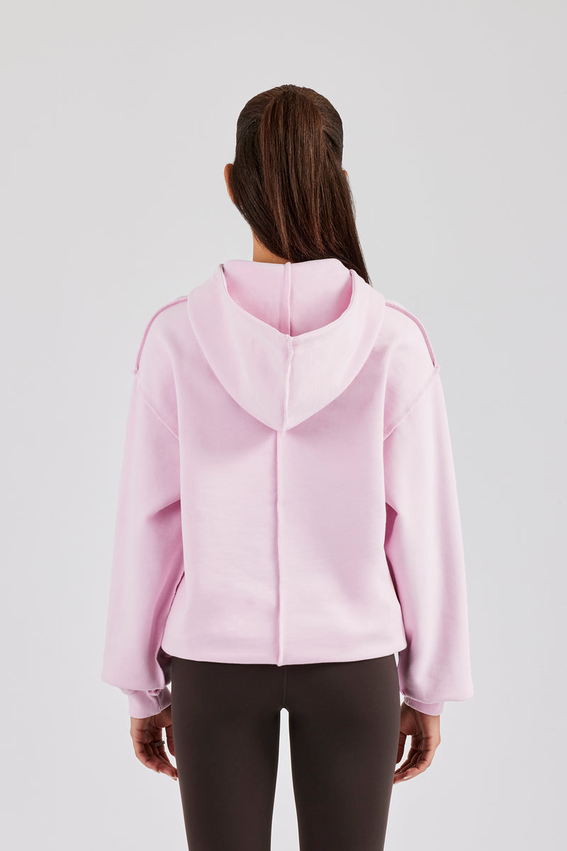 Overlock Oversized Hoodie - Pink