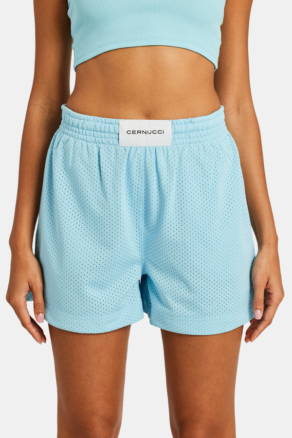 Mesh Shorts With Label - Blue