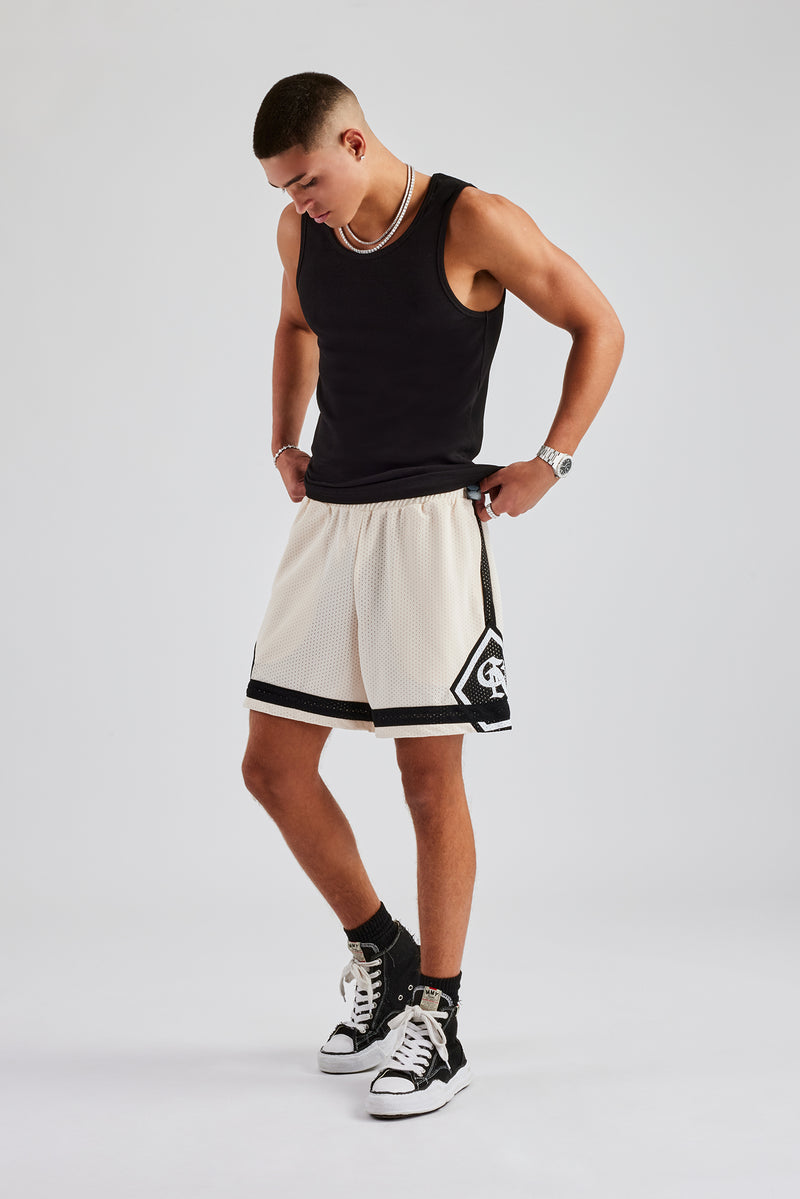 Logo Panelled Mesh Short - Off White