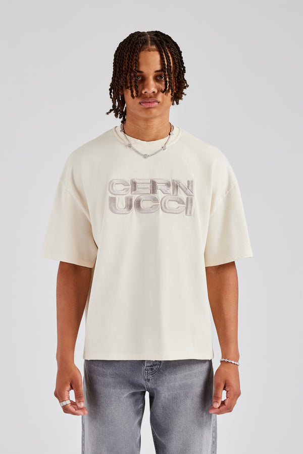 Cernucci Embroidered Boxy Fit T-Shirt - Off White