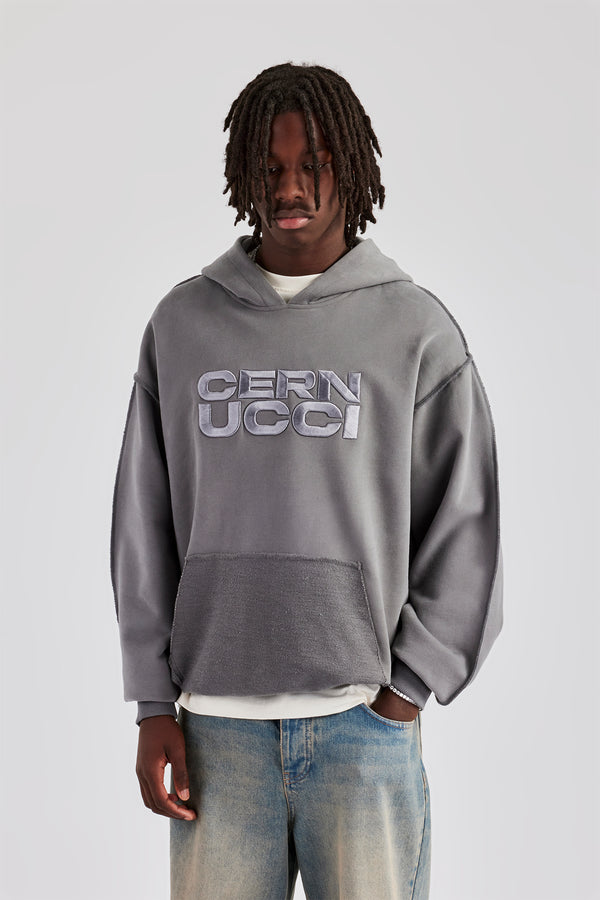 Washed Embroidered Oversized Hoodie