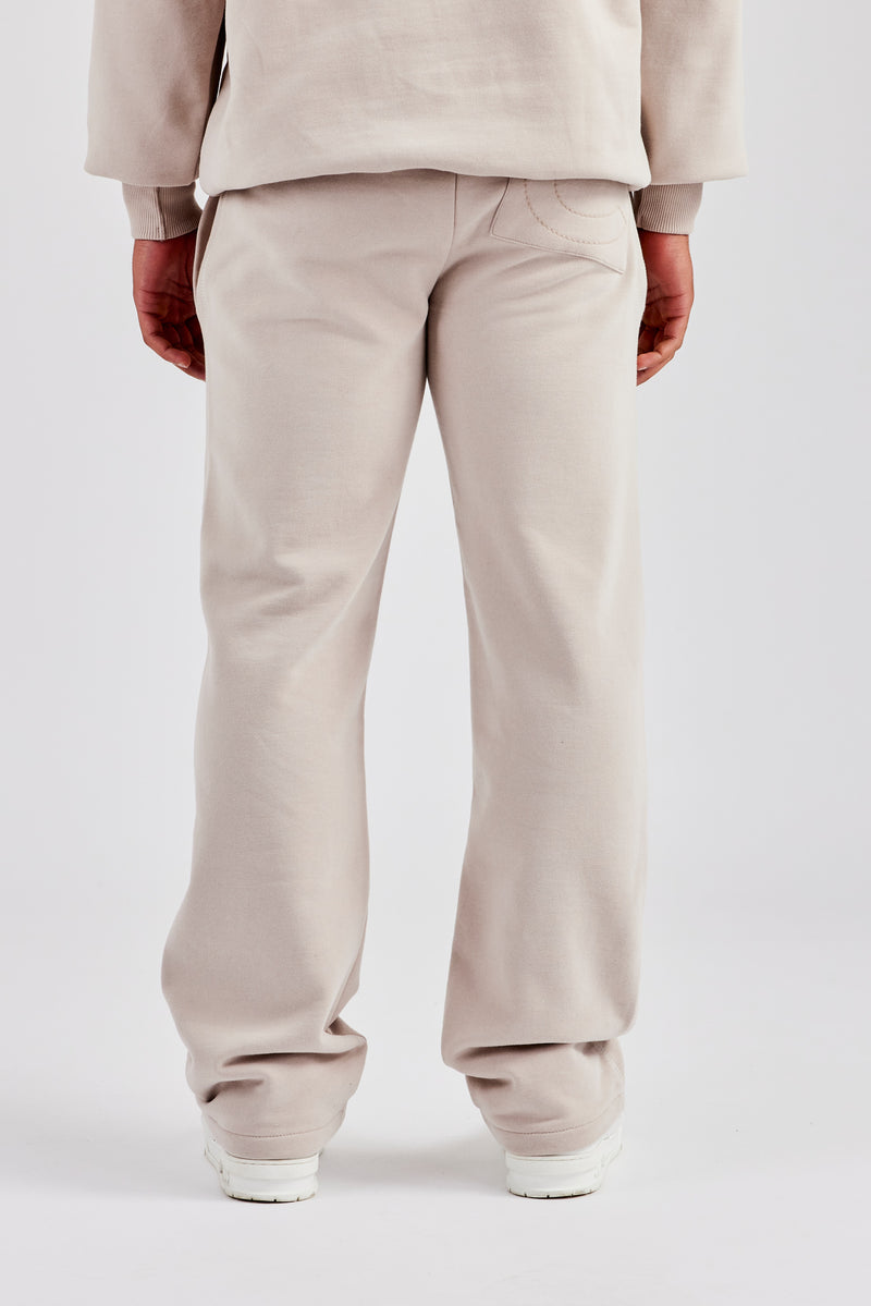 Washed Contrast Stitch Pearl Jogger - Stone