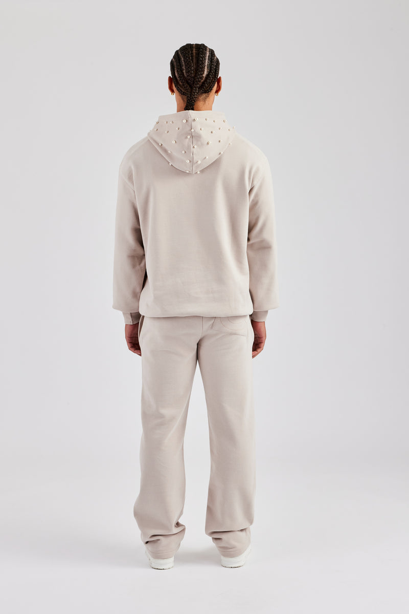 Washed Contrast Stitch Tracksuit - Stone