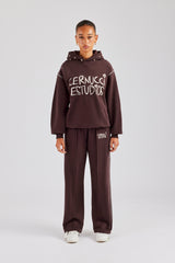 Contrast Stitch Pearl Tracksuit - Chocolate