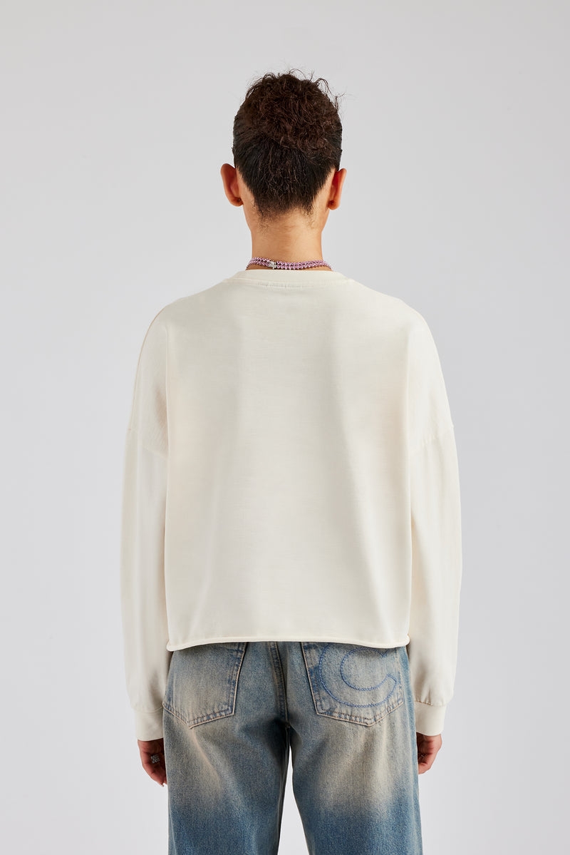 Oversized Boxy Long Sleeve Tee - Off White