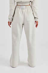 Embroidered Cernucci Wide Leg Jogger - Ash Grey