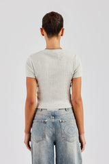 Cernucci Embroidered Rib Baby Tee - Ash Grey