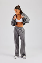 Exposed Seam Wide Leg Jogger - Charcoal