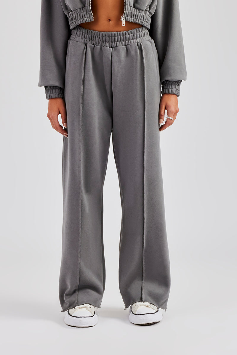 Exposed Seam Wide Leg Jogger - Charcoal