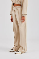 Exposed Seam Wide Leg Jogger - Stone