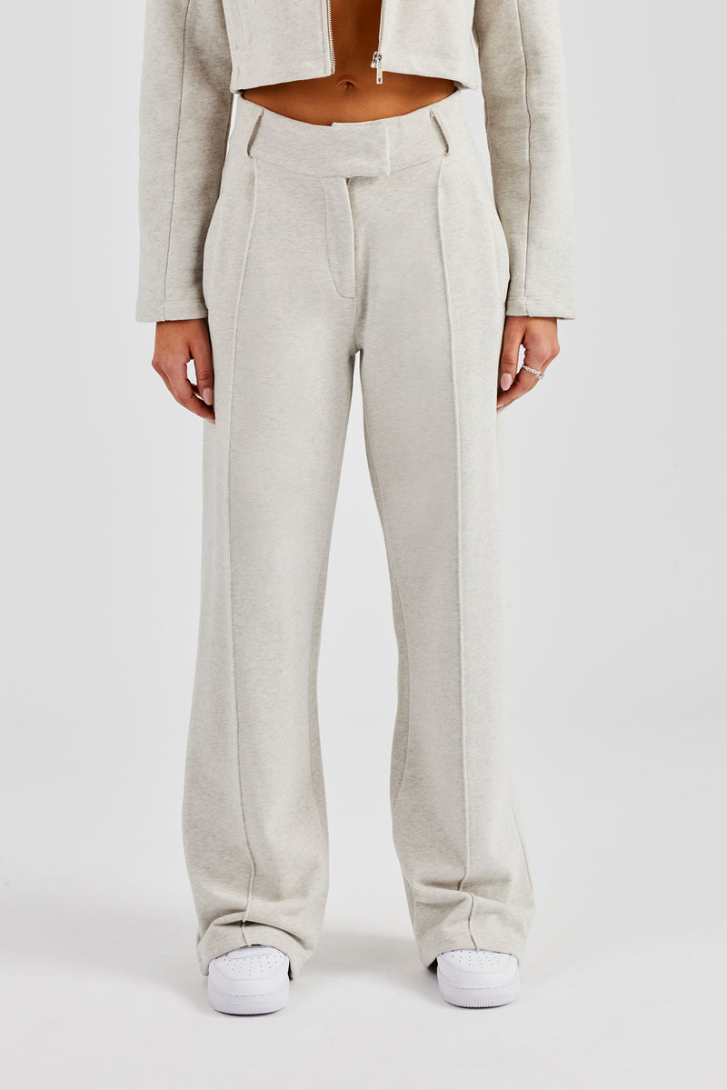 Tailored Jersey Wide Leg Trouser - Ash Grey