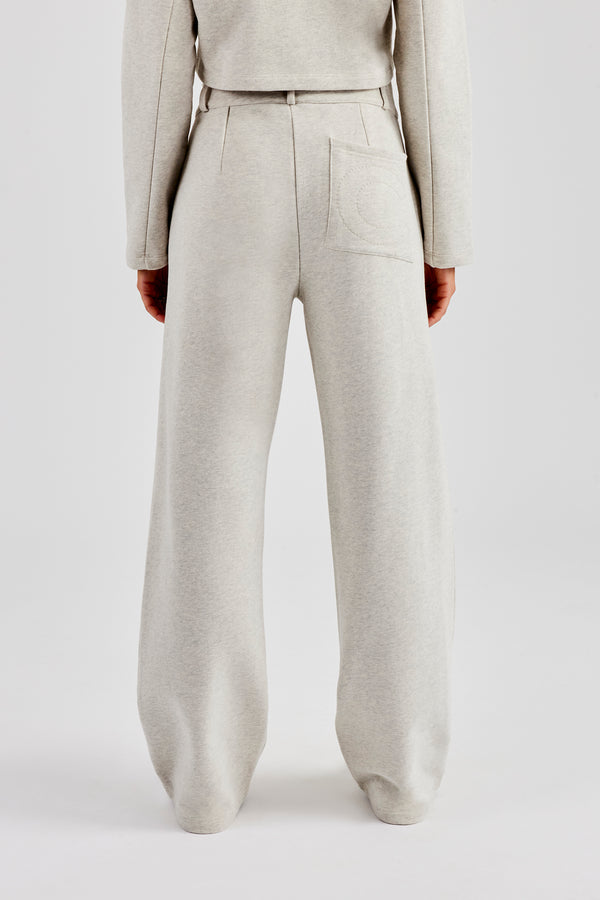 Tailored Jersey Wide Leg Trouser - Ash Grey