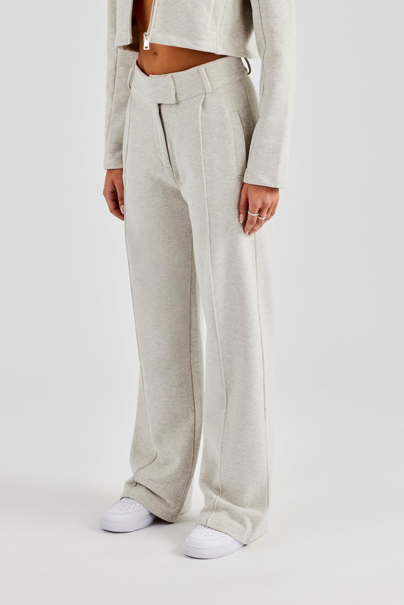 Tailored Jersey Wide Leg Trouser - Ash Grey