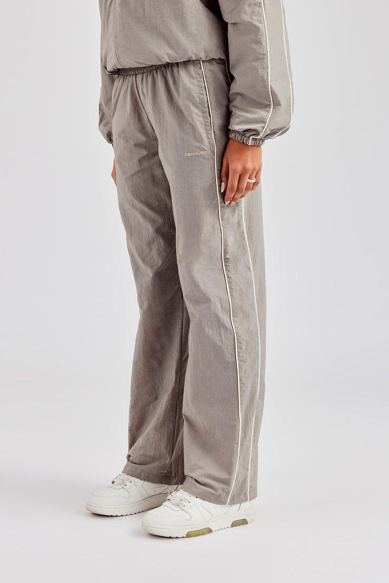 Nylon Straight Leg Trousers - Light Grey