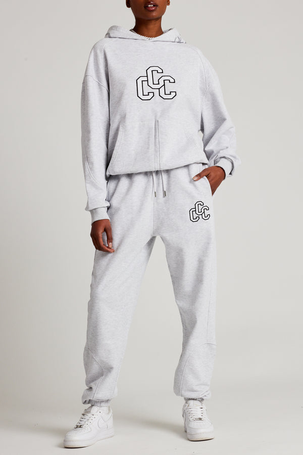 CCC Applique Varsity Hoodie - Grey Marl