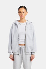 Womens Oversized Zip Hoodie - Ash Grey