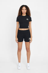 Palm Crest Short Sleeve Top - Black