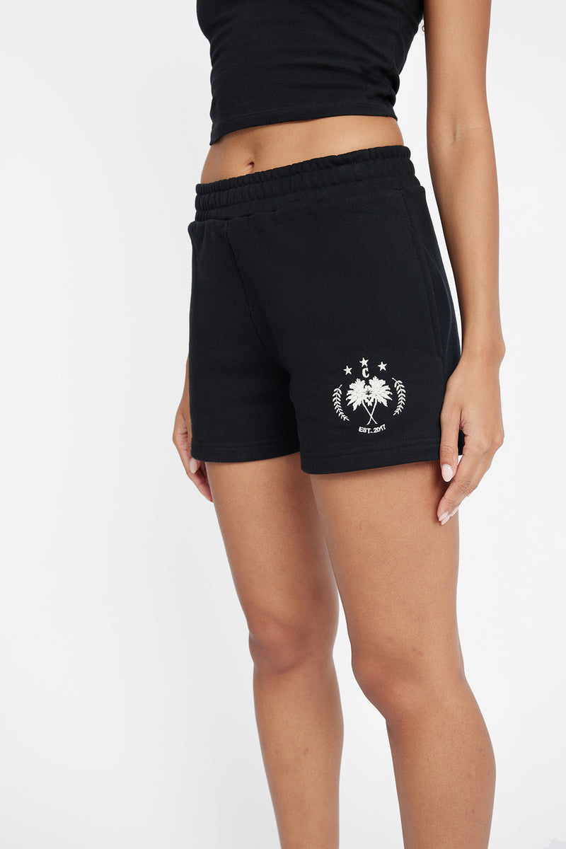 Palm Crest Jersey Shorts - Black