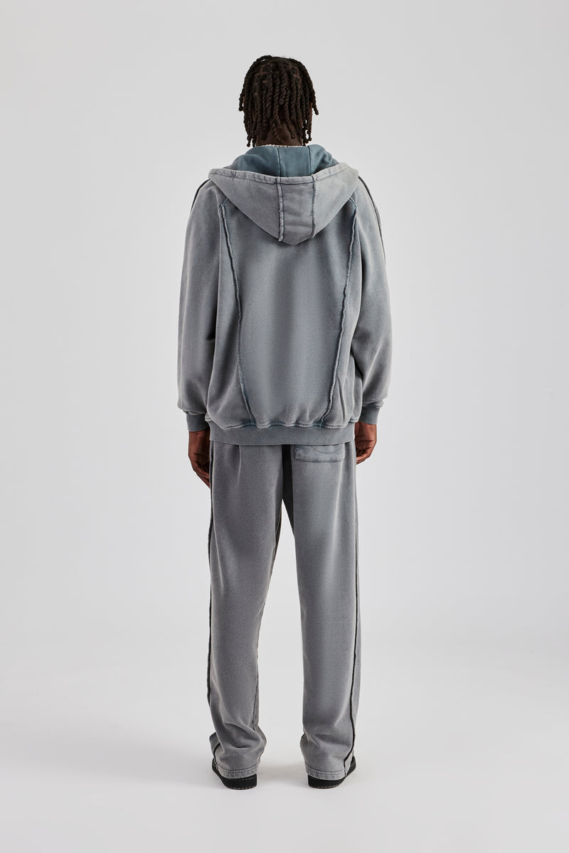 Acid Exposed Seam Zip Through Tracksuit - Charcoal