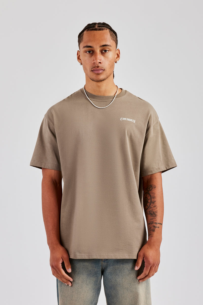 Percorrer Graphic Oversized T-Shirt - Taupe