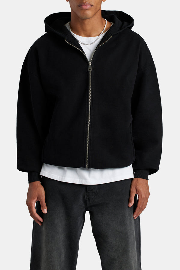 Zip Through Hoodie - Black