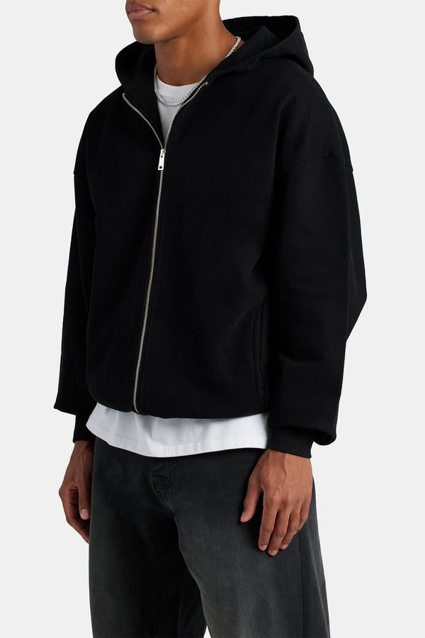 Zip Through Hoodie - Black