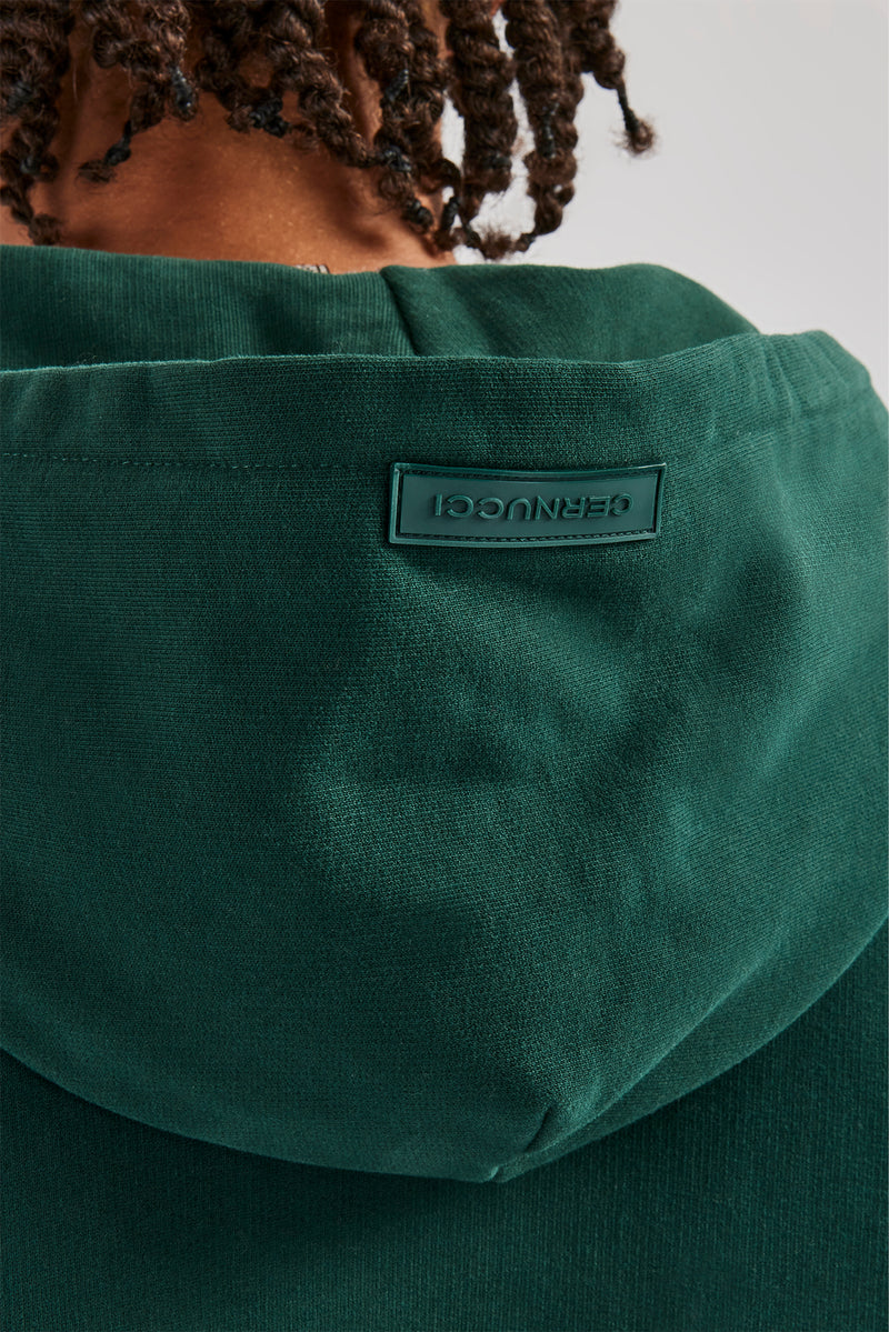 Zip Through Hoodie - Dark Green