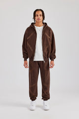 Rhinestone Cross Zip Through Tracksuit - Brown