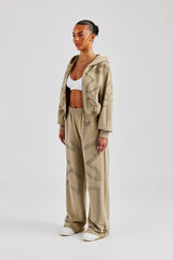 Rhinestone Cross Boxy Tracksuit - Khaki