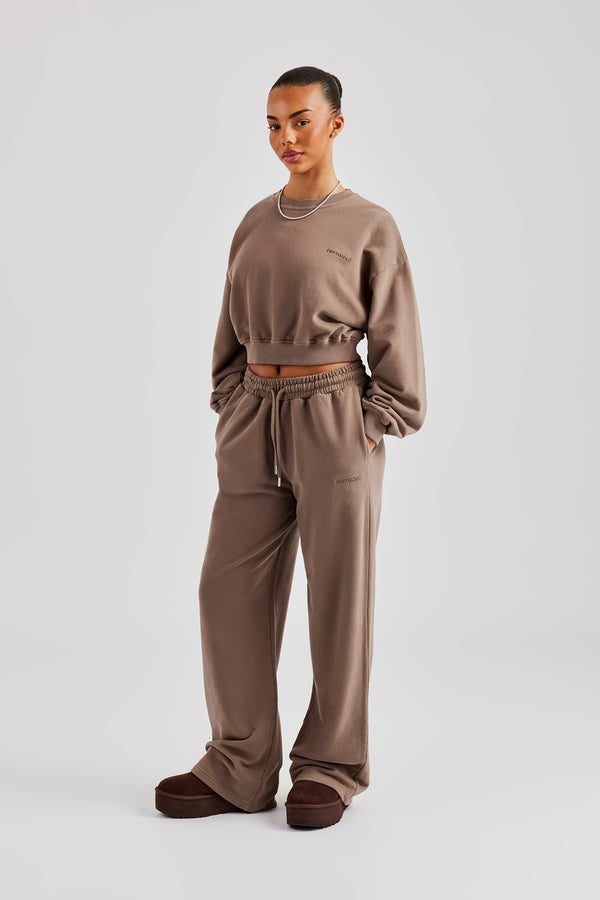 Cernucci Cropped Sweater & Wide Leg Jogger - Taupe