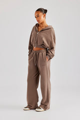 Cernucci Cropped Zip Through Hoodie - Taupe