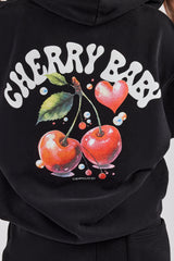 Cherry Baby Zip Through Hoodie - Black