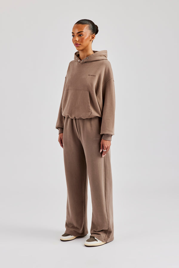 Cernucci Boxy Hoodie & Wide Leg Jogger - Taupe