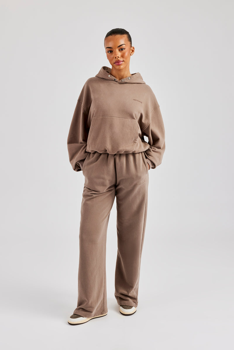 Cernucci Boxy Hoodie & Wide Leg Jogger - Taupe