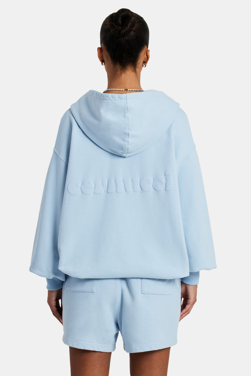 Cernucci Zip Through Hoodie - Light Blue