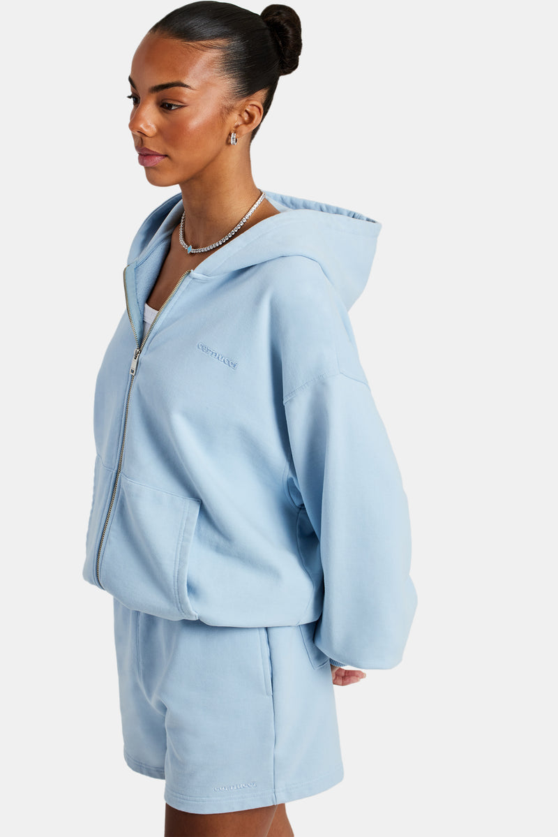 Cernucci Zip Through Hoodie - Light Blue